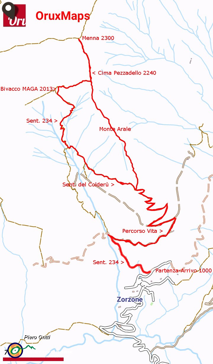 08 Tracciato (bordi verdi) GPS Cima Menna con anello Monte Arale.jpg